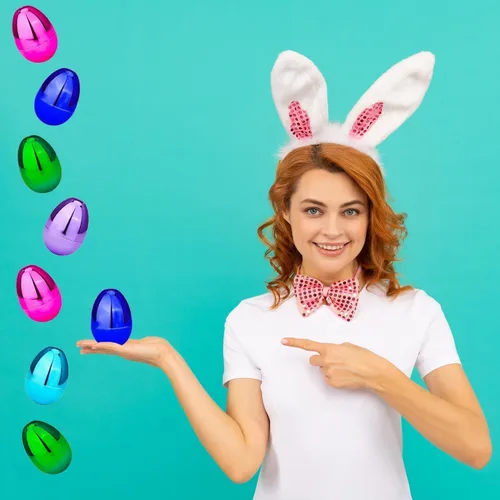 Miniatura 6 de The Dreidel Company Huevos de Pascua rellenables (paquete de 24) de colores metálicos brillantes con bisagra, huevos de Pascua de plástico a granel