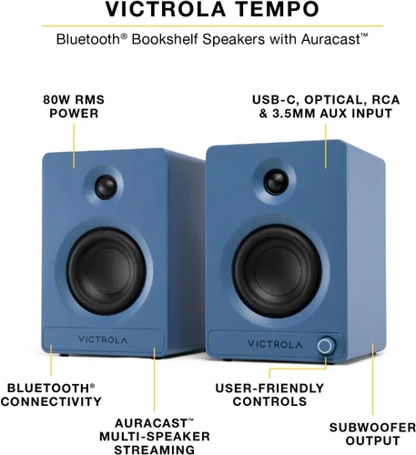 Miniatura 5 de Victrola Stream Onyx - Tocadiscos con transmisión Wi-Fi de 2 velocidades con salida Bluetooth, funciona con Sonos y Victrola Tempo – Altavoces