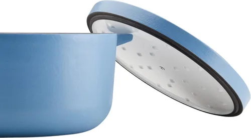 Miniatura 9 de KitchenAid - Horno holandés/cacerola de hierro fundido esmaltado, 6 cuartos de galón, Azul Terciopelo