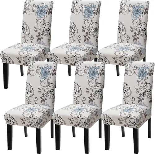 Miniatura 30 de Fundas para silla de comedor Yisun, fundas elásticas para silla de comedor, funda protectora para silla de comedor, mezcla de poliéster, Beige