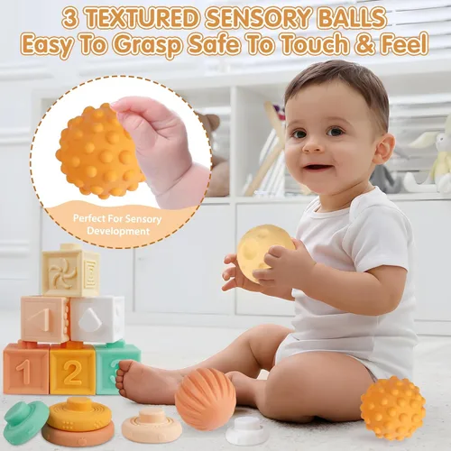 Miniatura 8 de Wuzhineisn Juguetes Montessori 6 en 1 Instrumentos musicales para niños pequeños, bloques apilables, desarrollo de aprendizaje, juguete educativo