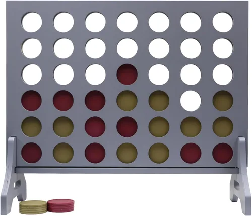 Miniatura 49 de Juego gigante 4 en una fila para familia y adultos – Tailgating Pros Jumbo de madera gris cuatro en una fila juego de patio para interiores