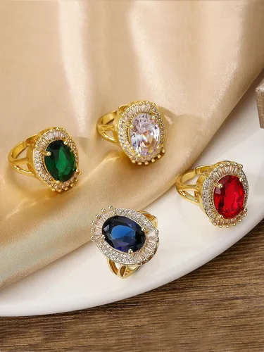 Miniatura 4 de Anillo apilable ajustable de las mujeres de la circona azul de la moda vintage y regalos de vacaciones