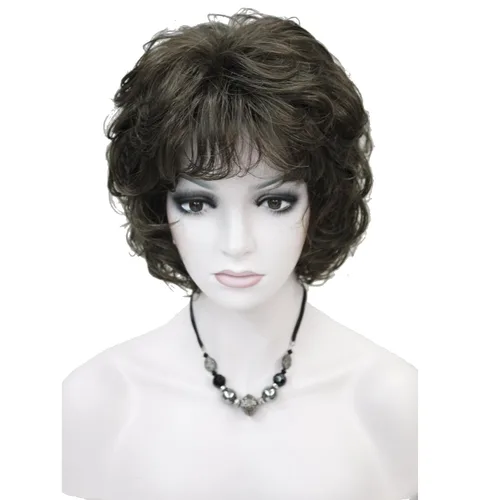 Miniatura 19 de Lydell Pelucas cortas y onduladas de 6 pulgadas, cabello sintético completo, estilo clásico (12TT26 marrón claro con reflejos)