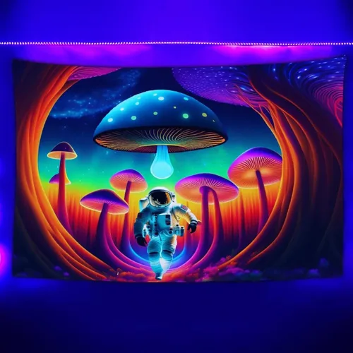 Miniatura 11 de JZDACH Tapiz de astronauta espacial, galaxia, universo, planeta, galaxia, reactivo a los rayos UV, planeta que brilla en la oscuridad, tapices