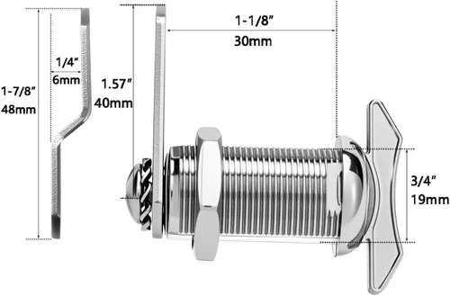 Miniatura 3 de WOOCH Cerradura de leva desplazada accionada por pulgar de 1-1/8 pulgadas, pestillo de compartimento de RV, giro de pulgar sin bloqueo