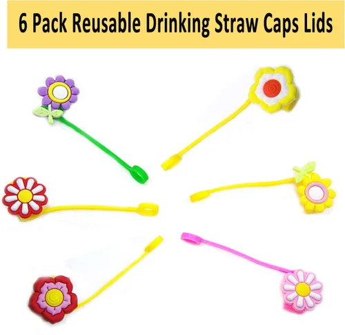Miniatura 5 de 6 fundas de silicona para popotes, tapas reutilizables para popotes, tapas de popote para vasos, puntas de popote a prueba de salpicaduras, a prueba