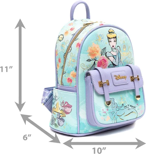 Miniatura 7 de Mini mochila de moda de cuero vegano Cenicienta de 11 pulgadas, Azul, Classic