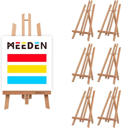 Miniatura 9 de MEEDEN Caballete de mesa de 16 pulgadas: paquete de 12 caballetes de madera de haya para pintar, soporte de lona para pintar carteles Natural
