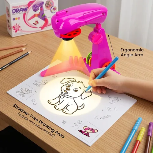 Miniatura 4 de LEERFEI Juguetes de dibujo con proyección para niños, juguetes inteligentes de proyector de dibujo, proyector para delinear y dibujar para niños