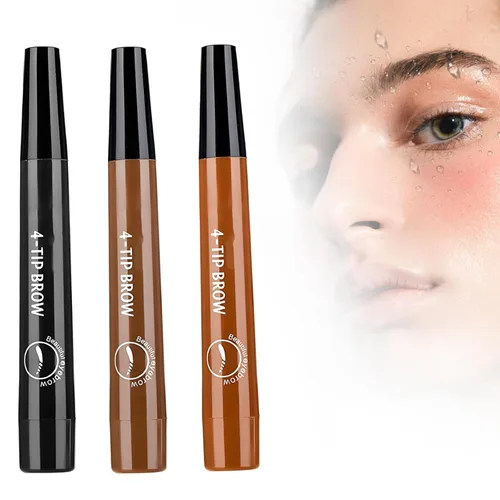 Microblading - Lápiz de cejas para mujer, lápices de cejas mejorados con 4 puntas de microtenedor, lápiz mágico impermeable para cejas, tatuaje y