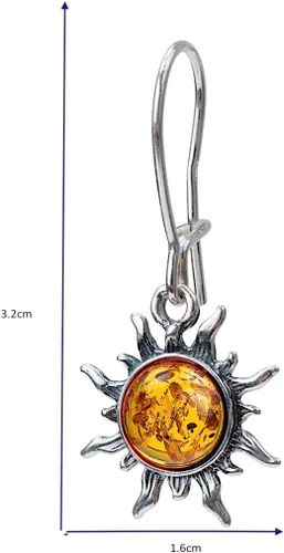 Miniatura 3 de Ian and Valeri co. Amber Sterling Silver Sun Earrings