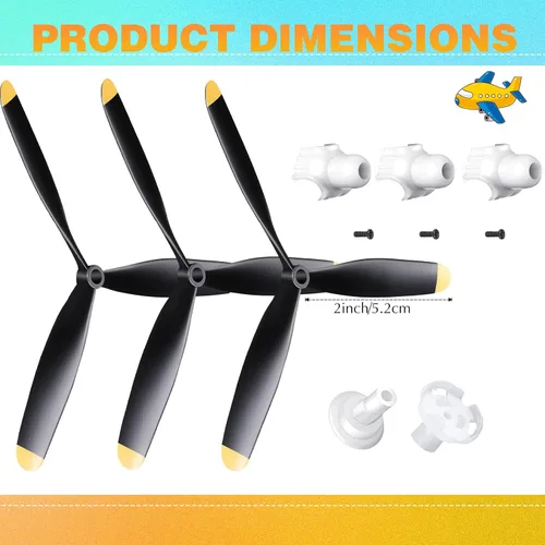 Miniatura 3 de Jenaai 3 juegos de hélice de avión RC de 3 palas compatibles con F4U 761-8 761-9 761-16 T28 P47 Fighter Control remoto, avión controlado por radio
