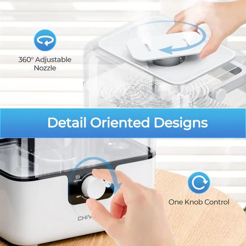 Miniatura 7 de CHIVALZ Humidificadores para dormitorio, humidificadores de niebla fría de 6 L para guardería, silenciosos de 26 dB, tiempo de funcionamiento de 50