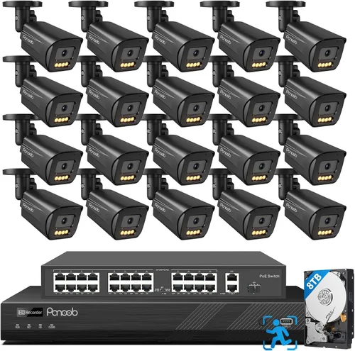 Miniatura 13 de Sistema de cámara de seguridad de 32 canales, 20 cámaras IP PoE de 5 MP, visión nocturna a color inteligente, conversación de audio de 2 vías