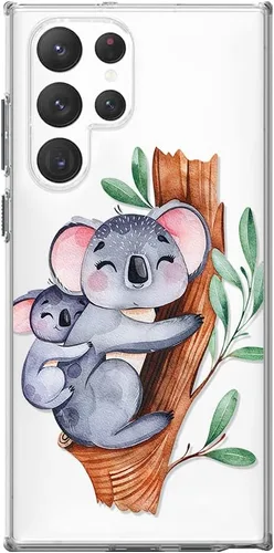 Blingy's Funda para Samsung Galaxy S23 Ultra, lindo diseño de oso koala divertido estilo animal de dibujos animados, funda protectora transparente