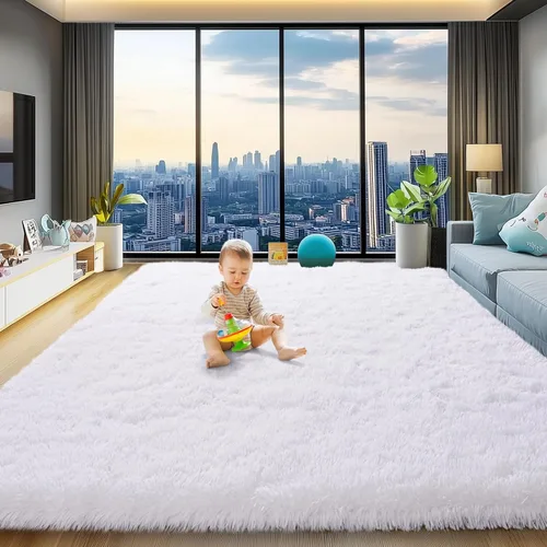 Miniatura 80 de qulint Alfombras de área de 5 x 7 pies para sala de estar, alfombra suave y esponjosa para dormitorio, alfombra de habitación de niños grandes, Gris