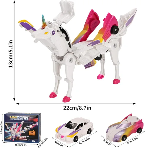 Miniatura 7 de Juguete de coche transformable Unicornio, coche deportivo de colisión mágico Unicornio, coche transformable para niños Robot adecuado para niños