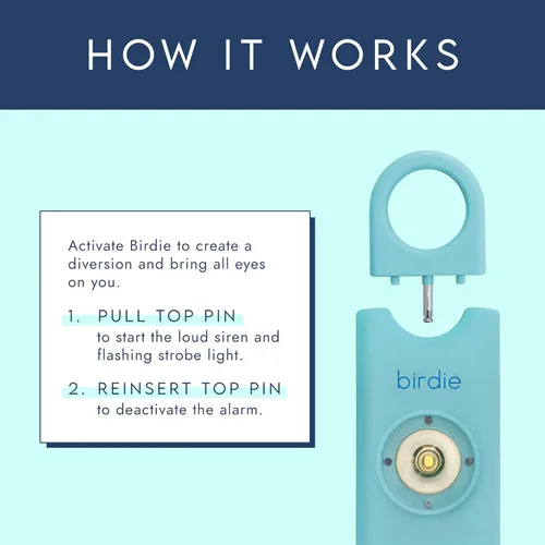 Miniatura 2 de She’s Birdie – La alarma de seguridad personal original para mujeres por mujeres – Sirena fuerte, luz estroboscópica y llavero en una variedad