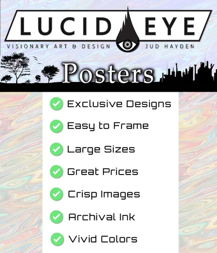 Miniatura 6 de Lucid Eye Cartel de estanque de fusión, Póster de puente psicodélico, Arte de pared de paisaje trippy, Póster colorido, Diseño de atardecer de neón