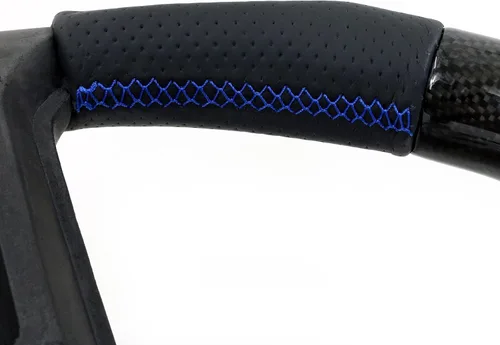 Miniatura 6 de IKON MOTORSPORTS, Volante compatible con Ford Mustang 2010-2014, Kit de reemplazo de cuerpo de volante en fibra de carbono y cuero con costura azul