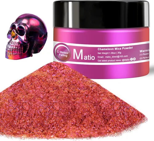 Miniatura 24 de Matio Polvo de Mica Camaleón, 10 * 5g Polvo Cromado, Pigmento de Efecto Nacarado con Cambio de Color, Juego de Polvo de Mica para Resina Epoxi