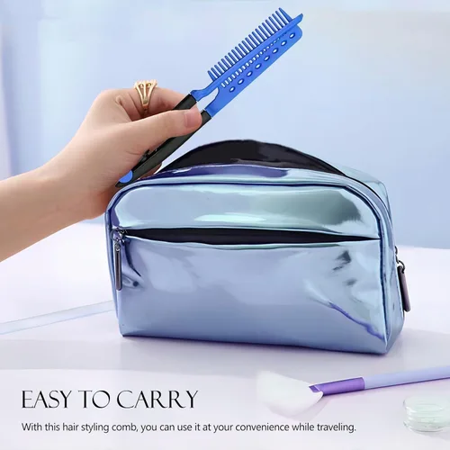Miniatura 7 de Juego de 2 peines alisadores de cabello, peine de hierro plano para hermosos tresses, alisador con agarre firme, ideal para cabello anudado