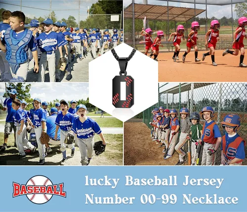 Miniatura 5 de Collar con número de béisbol para niños 00-99, collar con número de camiseta de béisbol de acero inoxidable, colgante personalizado, regalo