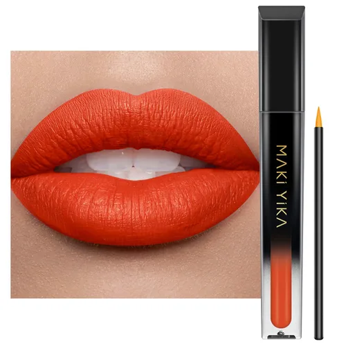 Miniatura 9 de MAKI YIKA Lápiz labial rojo burdeos para mujer, pintalabios de larga duración, sin manchas, mate, líquido, a prueba de transferencia, sin crueldad