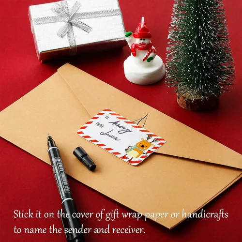 Miniatura 5 de Outus 500 Piezas Etiquetas de Navidad Autoadhesivas Etiquetas de Regalo para Regalos de Navidad Etiquetas de Nombre de Navidad Pegatinas para Papel