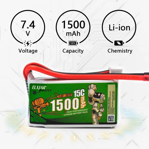 Miniatura 4 de Paquete de 2 baterías de litio de alta velocidad con cabeza T de 7.4V 1500mAh para WLTOYS A959-B A969-B A979-B K929-B 144001 12401 9200 9200E 300E