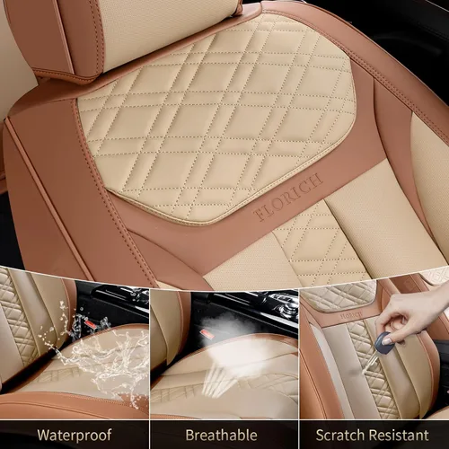 Miniatura 6 de FLORICH Fundas de asiento delantero, 2 piezas, fundas de asiento para automóviles, fundas de asiento universales de cuero de lujo, accesorios