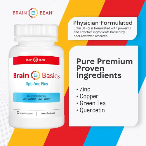 Miniatura 4 de Brain Basics Opti Zinc Plus - Suplemento de zinc con quercetina, EGCG y cobre. Fórmula de apoyo inmunológico - 60 cápsulas