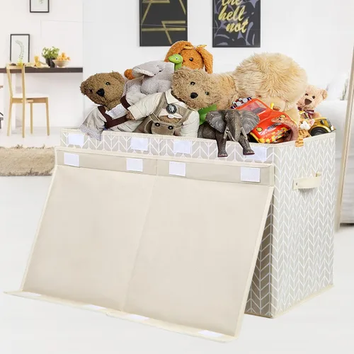 Miniatura 2 de Mayniu Caja de almacenamiento de juguetes tipo baúl para niños con tapa, organizador resistente de juguetes para niños, niñas, niños, sala de estar