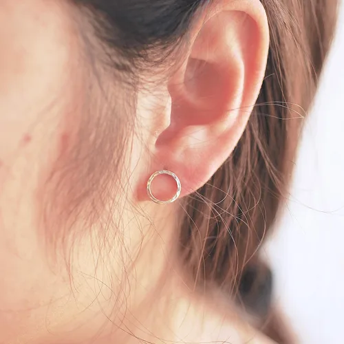 Miniatura 2 de Pendientes de tuerca circular, plata de ley 925