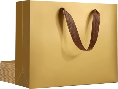Miniatura 33 de EUSOAR Bolsas de papel de estraza para regalo, paquete de 12 bolsas de papel kraft de 10.6 x 3.1 x 8.3 pulgadas con asas, bolsas resistentes