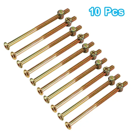 Miniatura 3 de Juego de 10 piezas de tornillos M6 x 100 mm de cabeza plana hexagonal con enchufe - Perfecto para accesorios de cama de madre y bebé - Galvanizado