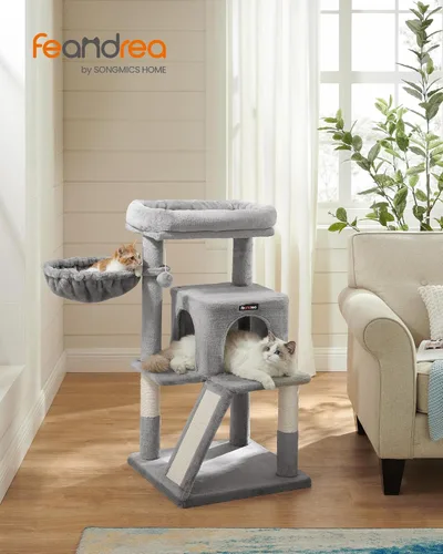 Miniatura 2 de FEANDREA Árbol para gatos con postes de rascar cubiertos de sisal; torre para gatos, condominio para gatos