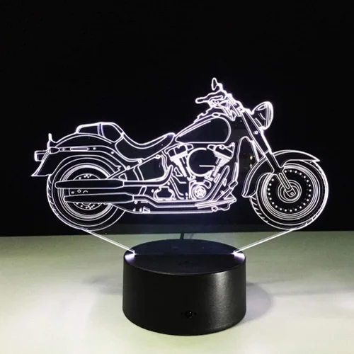 Mobestech 3D motocicleta luz nocturna 3D ilusión lámpara LED motocicleta lámparas de mesa 7 colores luz táctil dormitorio decoraciones centros de