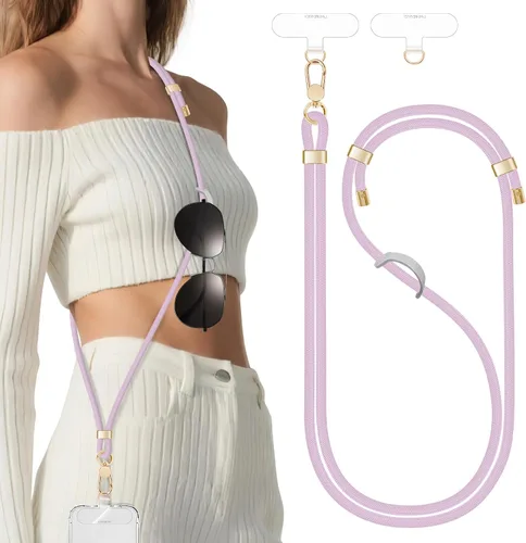 Miniatura 8 de Cordones para teléfono alrededor del cuello, correa cruzada para teléfono celular con hebillas de metal de primera calidad, soporte universal