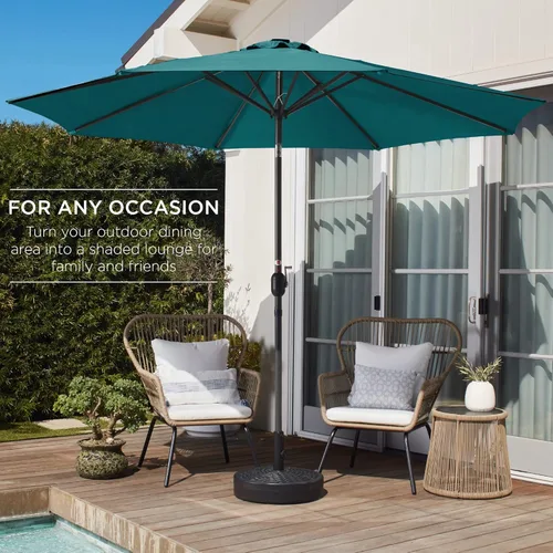 Miniatura 3 de Best Choice Products sombrilla de 10 pies para patio, de acero y poliéster, para exterior, con manivela, botón de fácil presión, inclinación