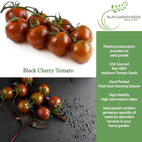 Miniatura 2 de Semillas de tomate cereza negra para plantar, más de 25 semillas de reliquia por paquete, semillas de jardín de Isla (semillas de jardín de Isla)