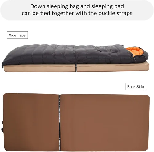 Miniatura 6 de Saco de dormir de plumón de 0 a 20 grados F para adultos, sobre de 4 estaciones con agujeros para los brazos, portátil para mochileros