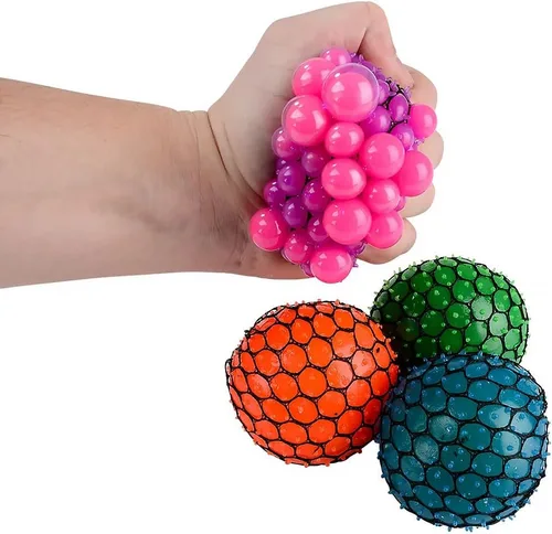 Miniatura 3 de Rhode Island Novelty Bola de compresión de malla de neón de 3 pulgadas, una por pedido