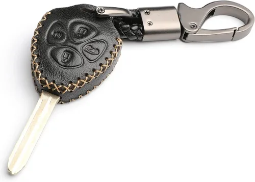 Miniatura 8 de Cuero para Toyota Camry Land Cruiser Matrix Avalon Corolla Remote 4 Botones Llavero Funda Funda Fob Chain (Marrón)