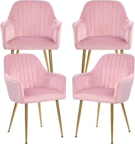 Miniatura 11 de Juego de 2 sillas de comedor de terciopelo, sillas decorativas tapizadas con patas chapadas en oro para sillas de sala de estar (azul)