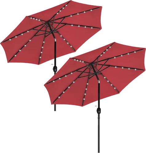 Miniatura 16 de HealSmart Sombrilla de patio de 7.5 pies con botón de inclinación/manivela, sombrilla de mesa al aire libre, 6 varillas resistentes para jardín