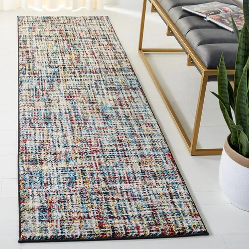 SAFAVIEH Porcello Collection - Alfombra de pasillo, 2 pies 3 pulgadas x 8 pies, multicolor, diseño abstracto moderno, no desprende pelusa y de fácil