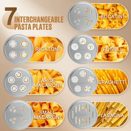 Miniatura 6 de Accesorio de prensa de pasta gourmet Fedowal para batidora de pie Kitchenaid, accesorio para hacer pasta con 7 placas intercambiables, accesorio