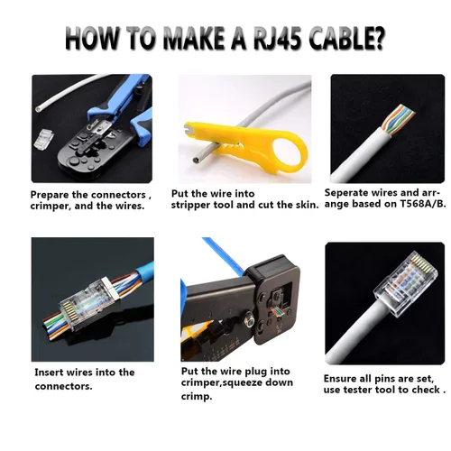 Miniatura 5 de Conector RJ45 CAT6 Paso de extremo a través de extremos Ethernet Cat6 Enchufe modular 8P8C para cable Ethernet UTP sólido o trenzado